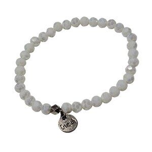 Grinsh Faceted Glass Bead Gratitude Charm Bracelet Stretch Fashion Jewelry Women